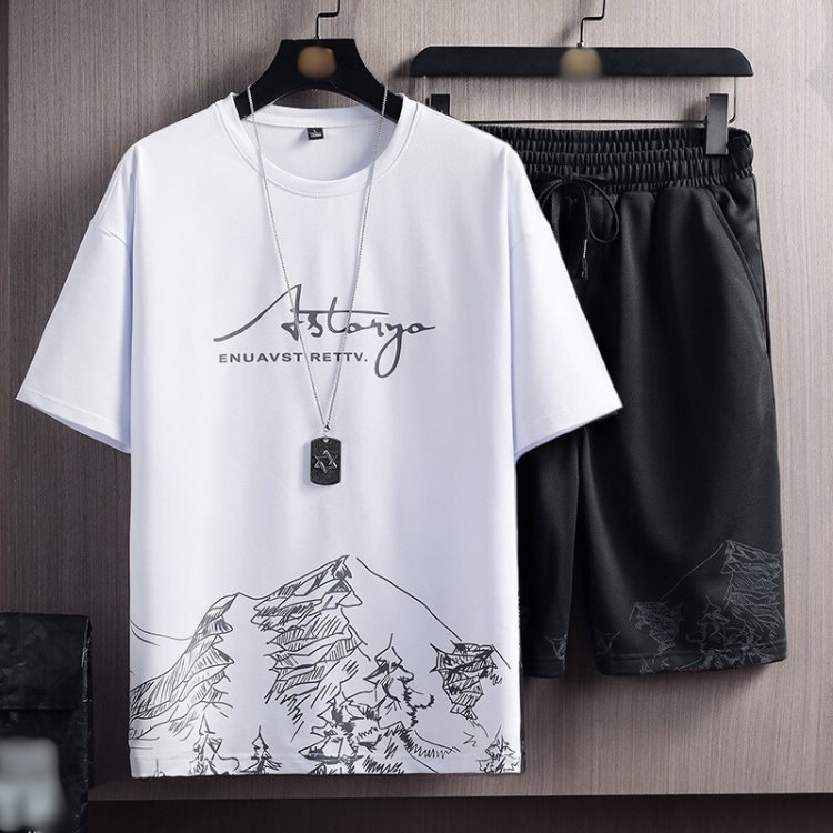 Men's T Shirt And Short Set Summer Short Sleeve Tops And Pants Suits Thin, crisp and breathable Casual Running Set Fashion