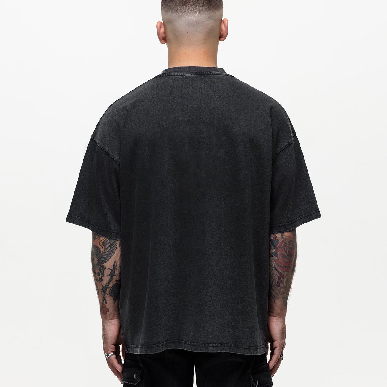 custom tshirt men's 100% cotton drop shoulder oversize tshirt luxury quality crewneck plain acid washed blank t-shirt for men