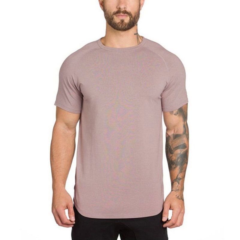 Men'S Summer Tshirt Short Sleeve Solid Color Breathable Quick-Drying Sport Running custom Fitness Gym T Shirt