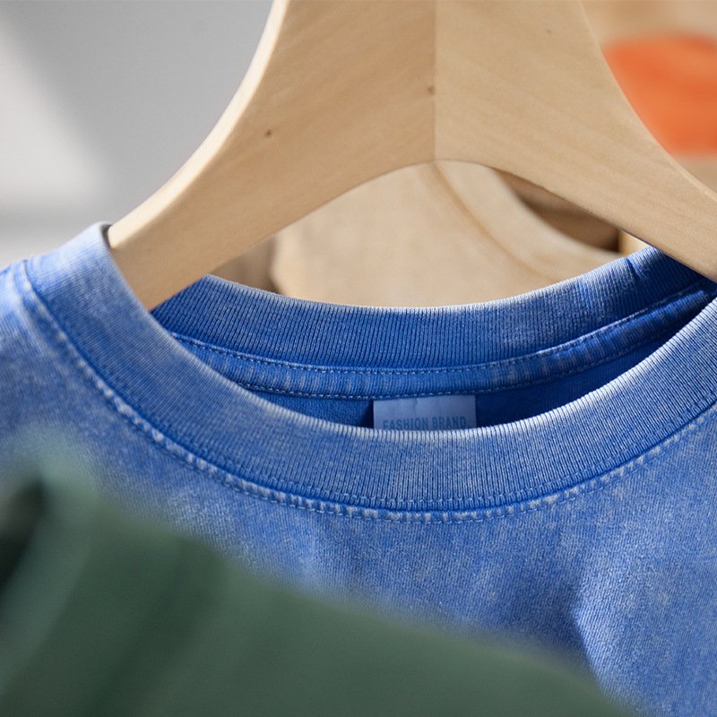 300G heavy 100% cotton vintage t-shirt washed and worn short sleeve custom logo plus size men's t-shirts