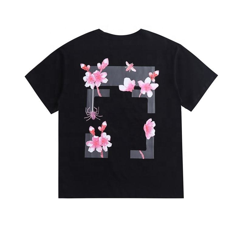 New Off2024 Wholesale High quality 100% Cotton White mens clothing Custom brand men's t-shirts White Print Short Sleeve T-shirt
