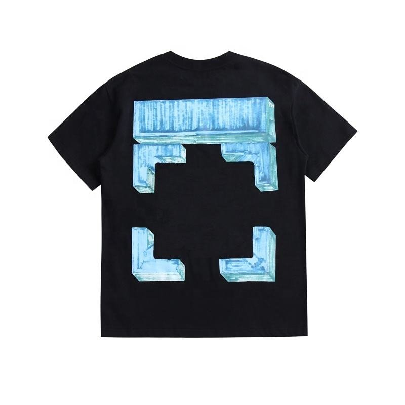 New Off2024 Wholesale High quality 100% Cotton White mens clothing Custom brand men's t-shirts White Print Short Sleeve T-shirt