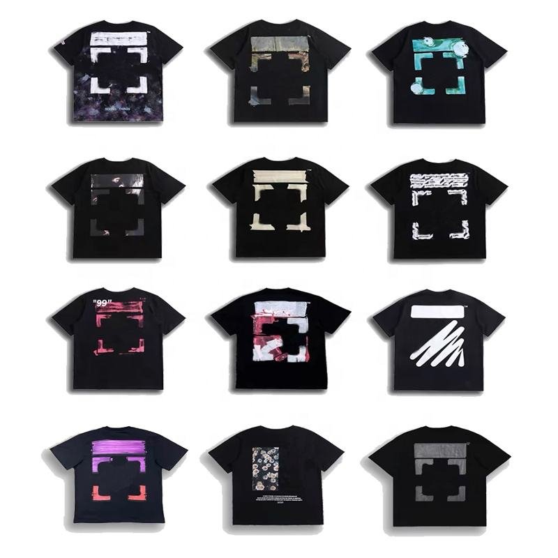 New Off2024 Wholesale High quality 100% Cotton White mens clothing Custom brand men's t-shirts White Print Short Sleeve T-shirt