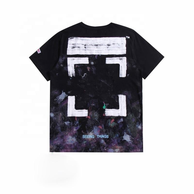 New Off2024 Wholesale High quality 100% Cotton White mens clothing Custom brand men's t-shirts White Print Short Sleeve T-shirt