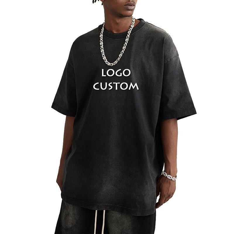 Summer Cotton Round Neck Washed Mens T Shirt American Street Loose Sport Gradient Color Men's T Shirts