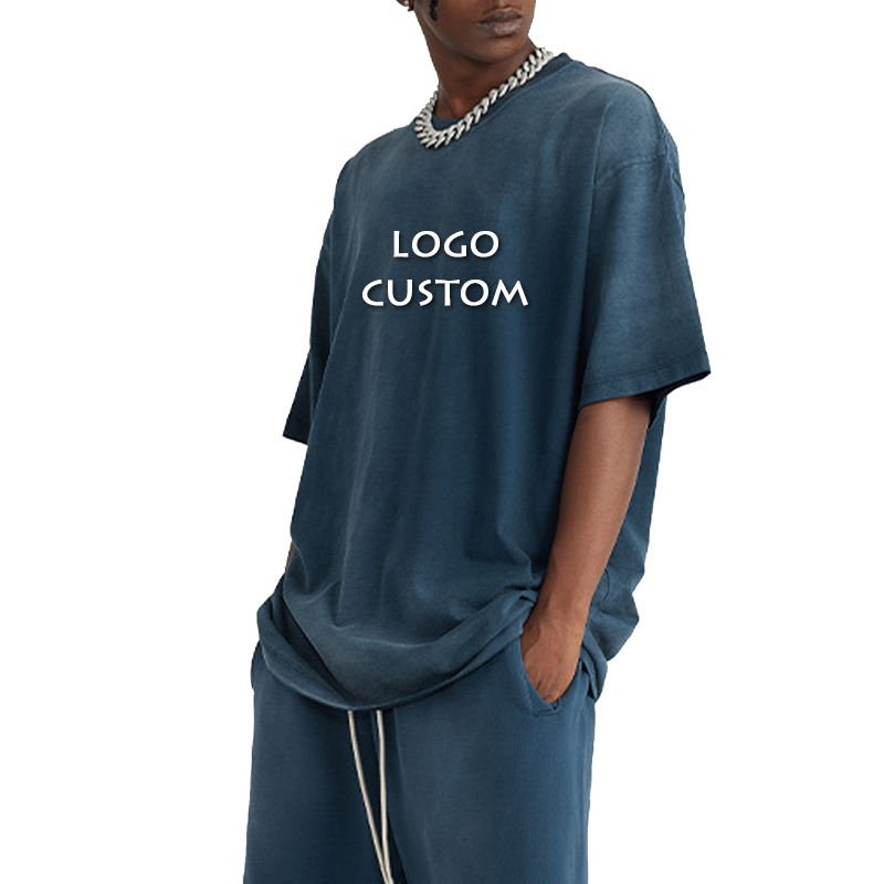 Summer Cotton Round Neck Washed Mens T Shirt American Street Loose Sport Gradient Color Men's T Shirts