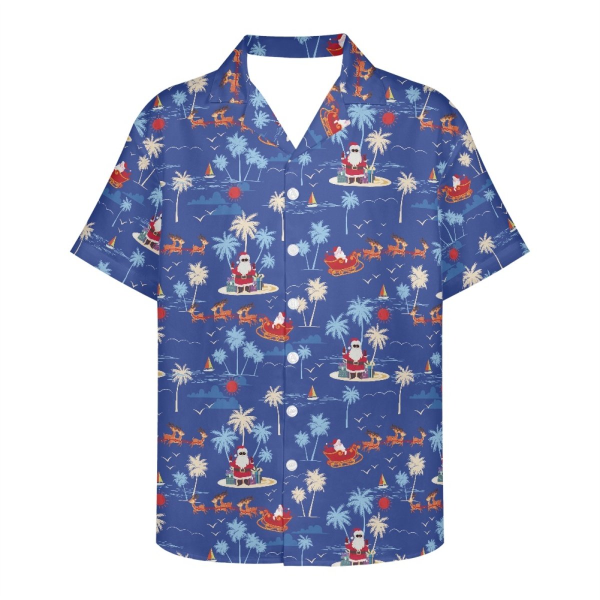 Drop Shipping Hawaiian Shirt Custom Polynesian Christmas Print Men's Floral Shirts Button Up Tropical Holiday Beach Shirts