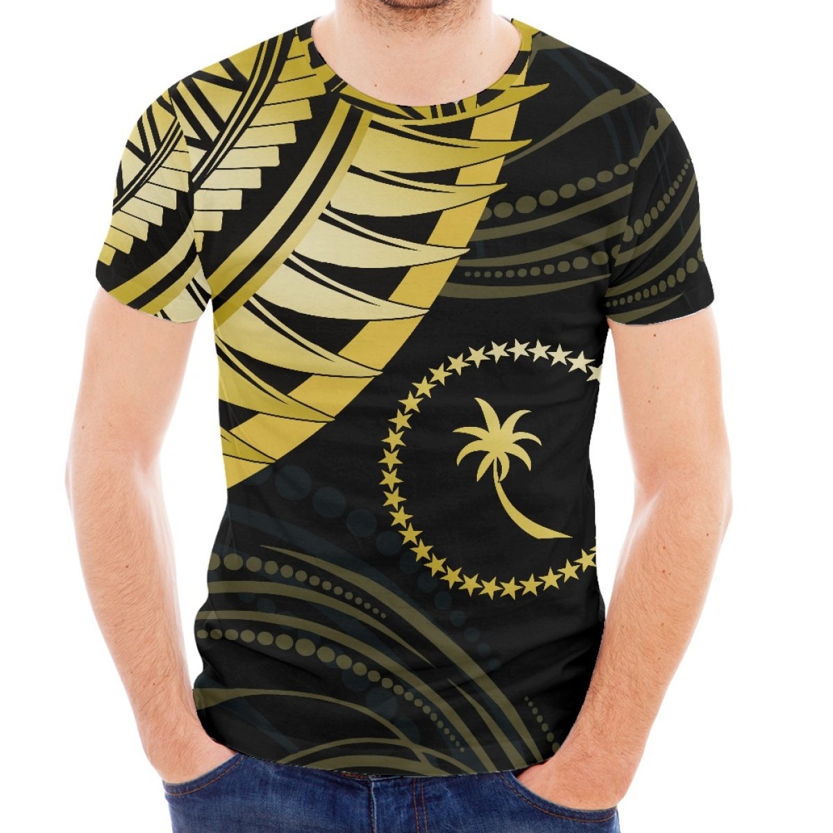 New Customization Polynesian Tribes Chuuk Logo Large Size Loose Men's T-Shirt Print On Demand Pacific Islander Polyester T-Shirt