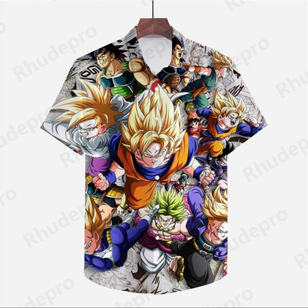 Men's Clothes Seaside Trip Dragon Balls Shirt Cool Beach Style Anime High Quality Streetwear Summer Goku Fashion 2024 Y2k