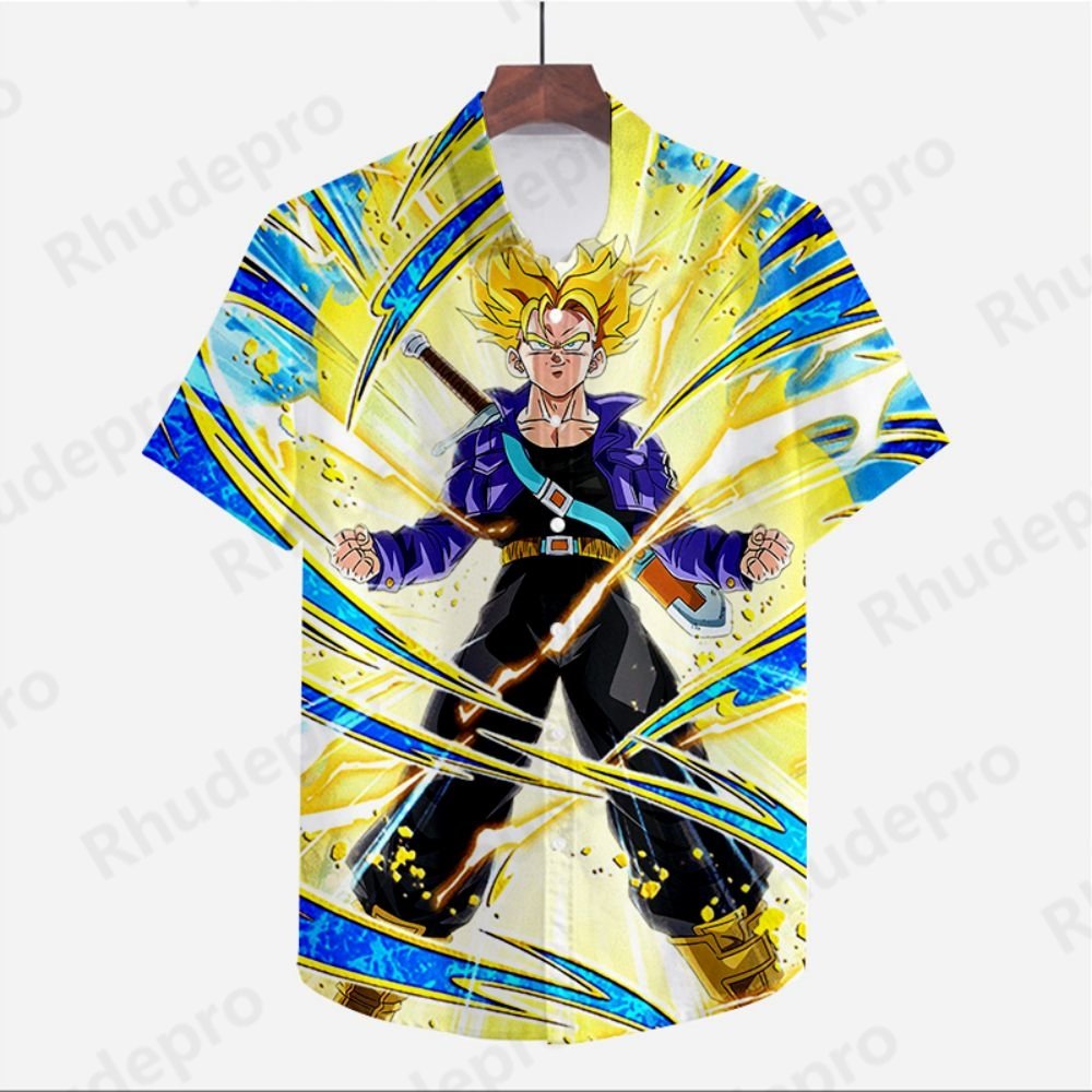 Men's Clothes Seaside Trip Dragon Balls Shirt Cool Beach Style Anime High Quality Streetwear Summer Goku Fashion 2024 Y2k