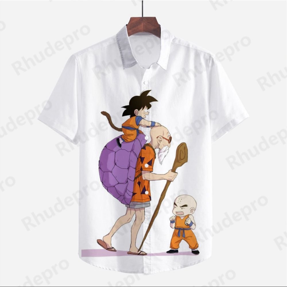 Men's Clothes Seaside Trip Dragon Balls Shirt Cool Beach Style Anime High Quality Streetwear Summer Goku Fashion 2024 Y2k