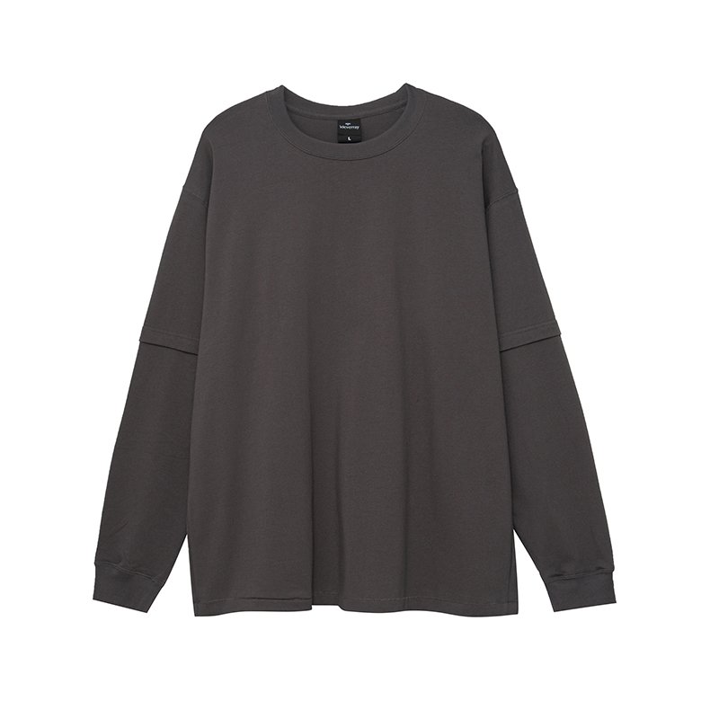 2023 Spring Solid Color 270Gsm Heavy Weight Cotton Casual Basic Loose Long Sleeve T-shirt