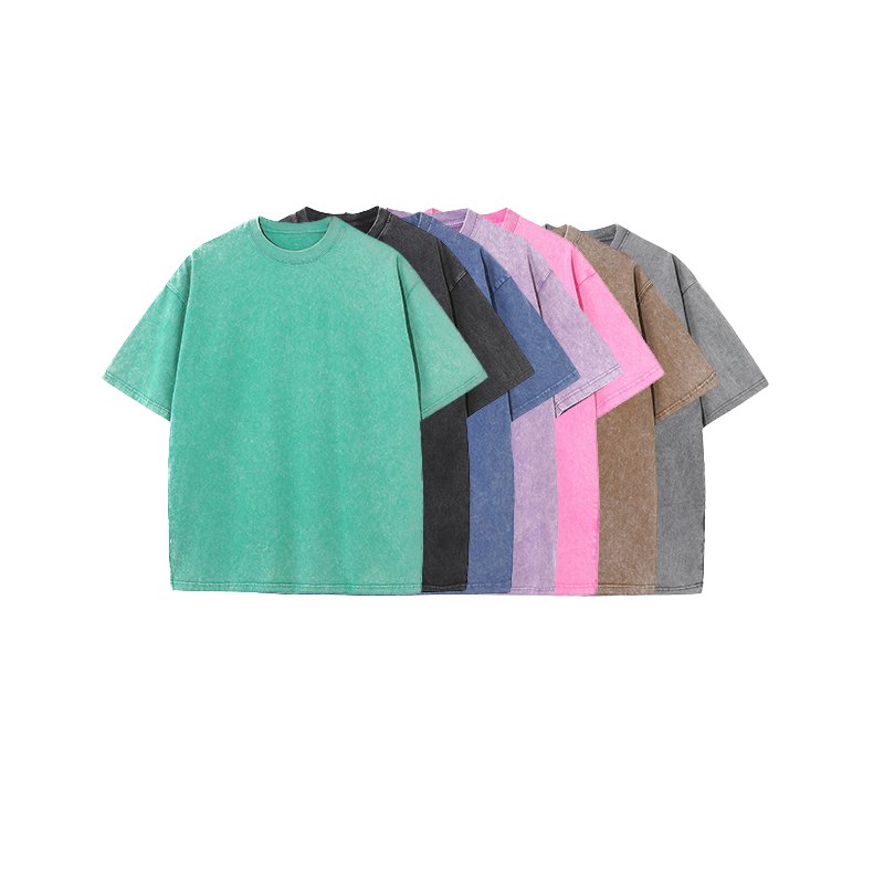 Hot Sale Distressed Tshirt Loose Fit Short Sleeve O-Neck Distro Shirt 230gsm Blank Acid Wash T-Shirt