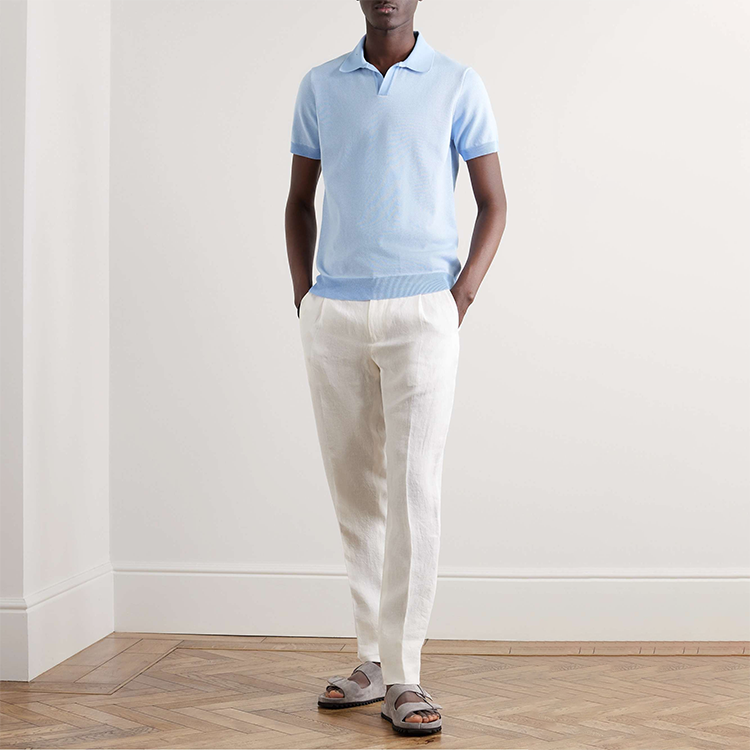 Summer Custom Bright Color Short Sleeve Knit Polo Collar Men's T-Shirt