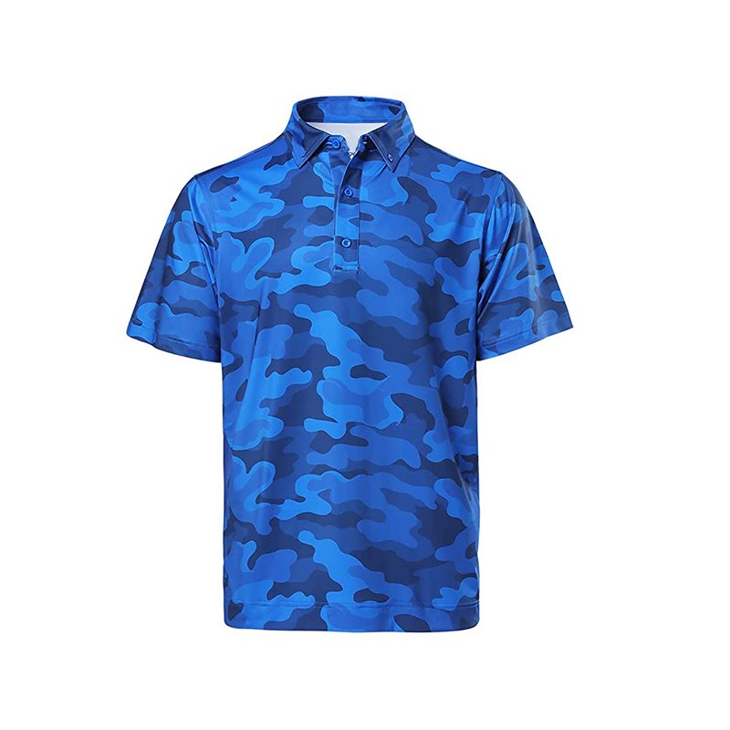New Custom Made Golf Polo Shirt Polyester Plus Size Short Sleeve Men's Camouflage Pattern Polo Shirts