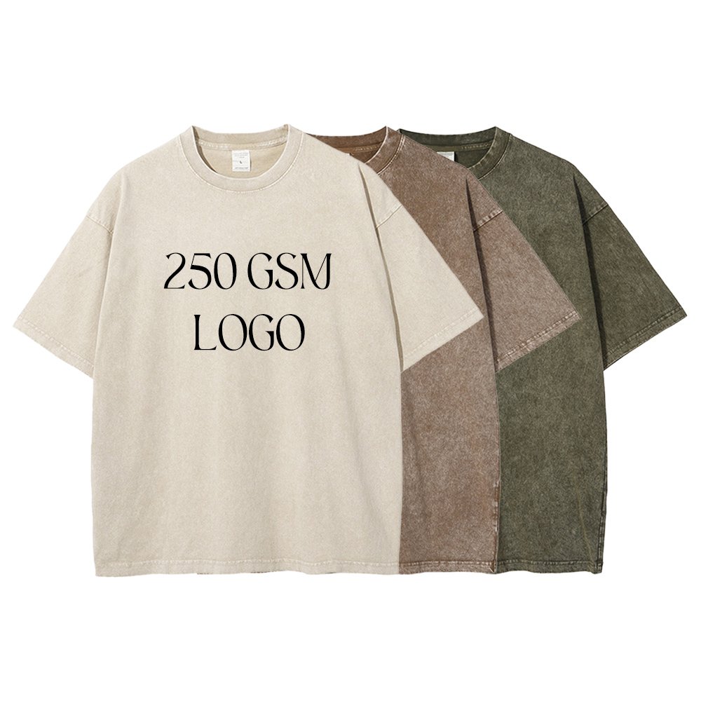 Custom Embroidered DTF DTG Silk Screen Printed Cotton Jersey Fabric Plain Blank Men Oversized Heavyweight 250GSM T-Shirt