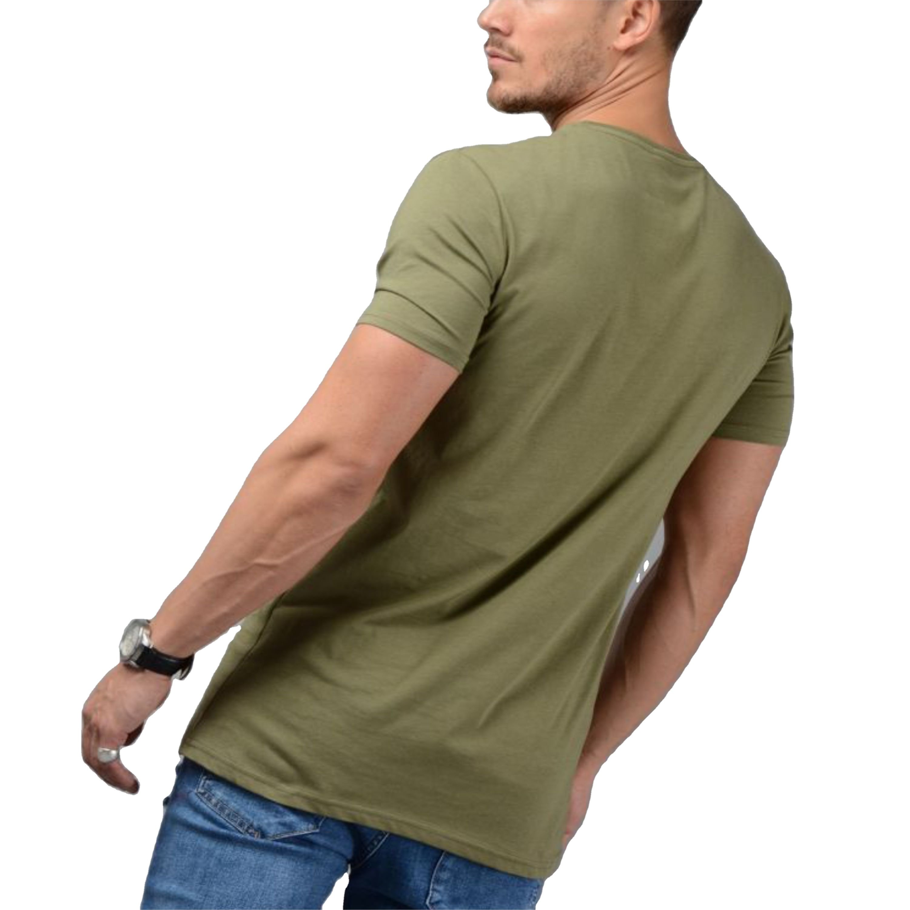 Wholesale Men's Breathable Plain Longline Green T-Shirt: Fashionable Design Direct from Manufacturer at Factory Price