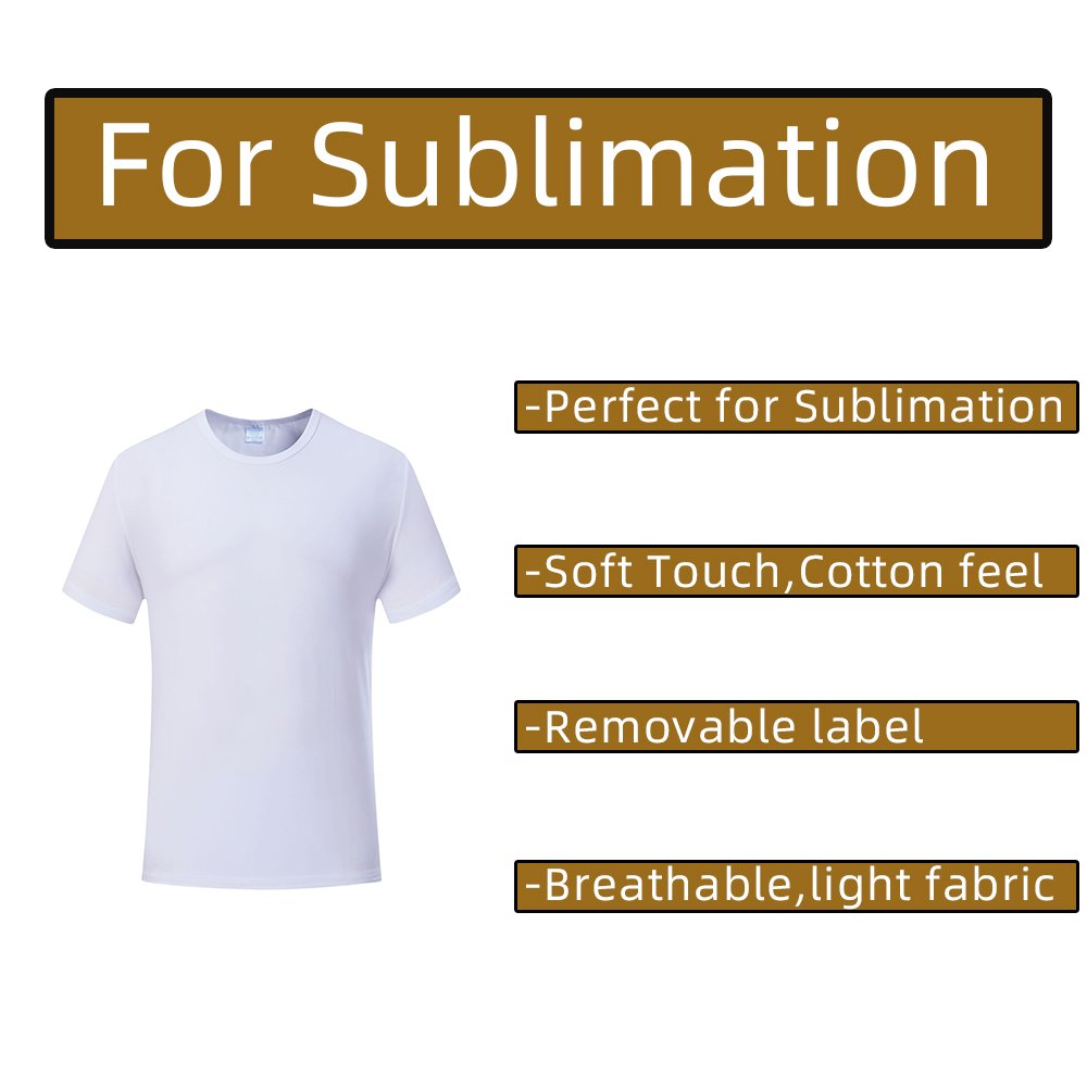 Sublimation White T Shirts men With Logo 100 Polyester Feels Cotton mens Blanks Tshirts For Sublimation Custom T Shirts Printing