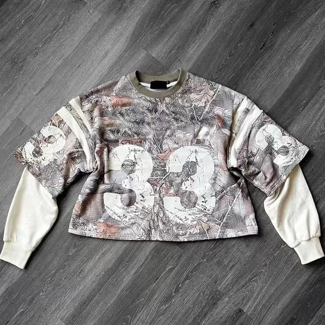 ZSSM Men's Custom Screen Print T-Shirt 250 GSM Full Double Layer Long Sleeve Cuff Stone Faded Acid Wash Boxy Streetwear Neck