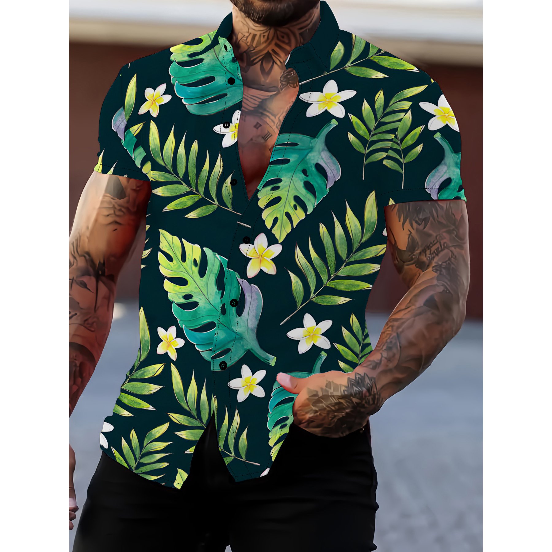 2024 Short Summer Fashion Men's Hawaiian Shirt Casual Vacation Beach Men's T-shirt Top Loose Oversized Men's Clothing