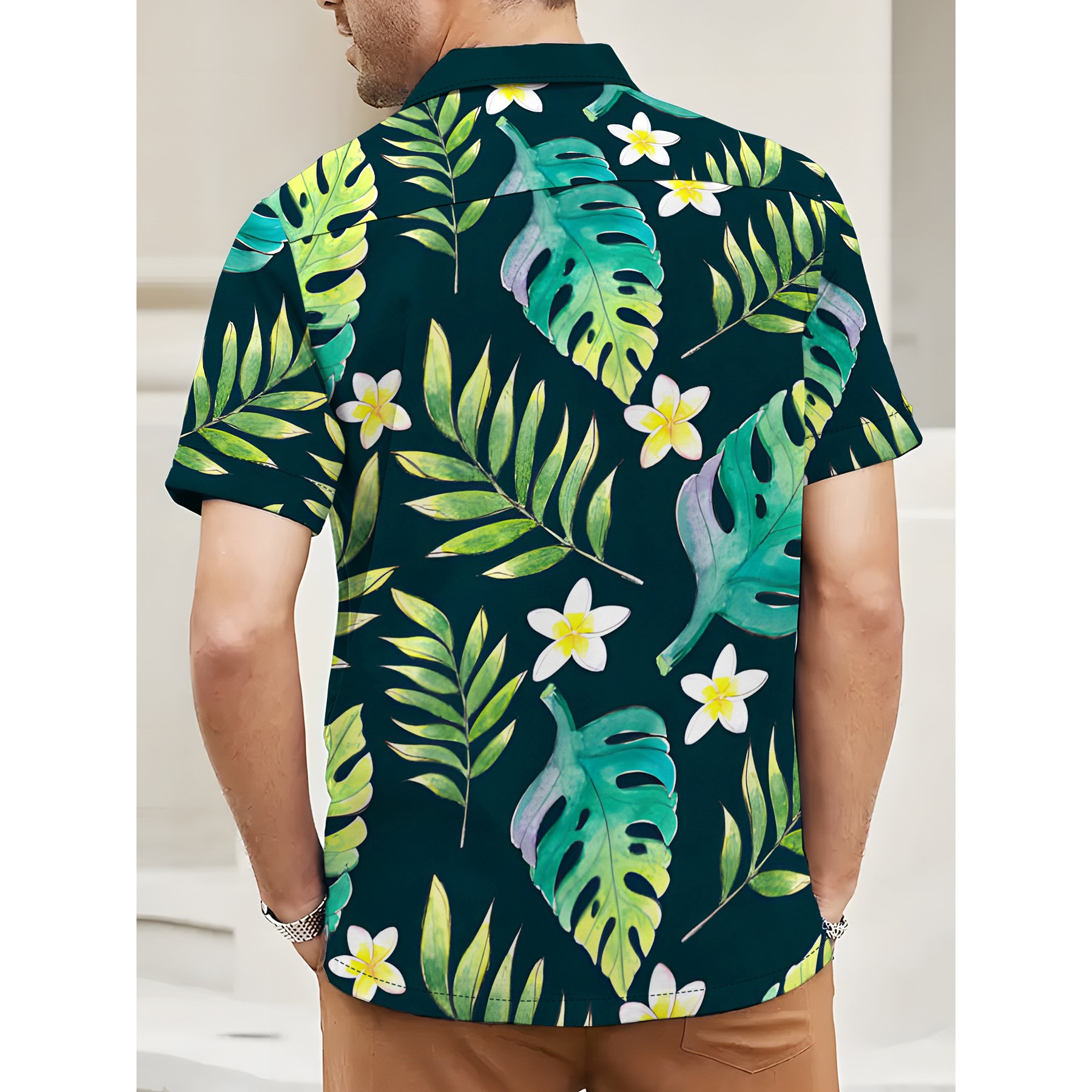 2024 Short Summer Fashion Men's Hawaiian Shirt Casual Vacation Beach Men's T-shirt Top Loose Oversized Men's Clothing
