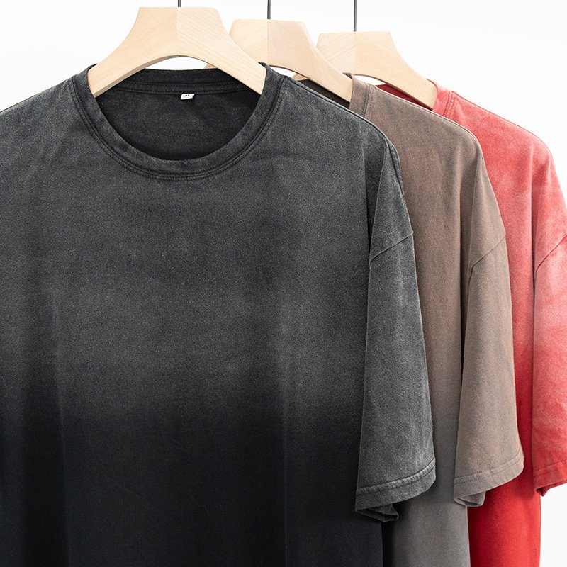 high quality fashion sunfaded tshirt streetwear wash fade men's t-shirts custom logo cropped t shirts for unisex