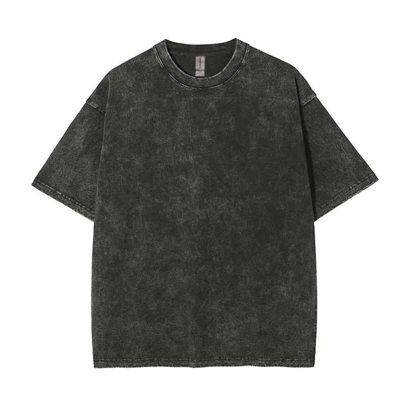 Men Distressed Heavyweight Cotton Blank Oversized Tshirt 100% Cotton For Men's T-shirt Custom Logo Vintage Acid Washed T Shirt