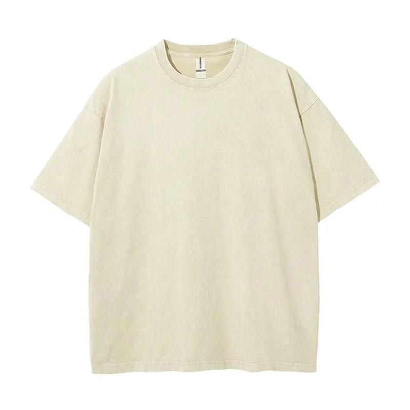 Men Distressed Heavyweight Cotton Blank Oversized Tshirt 100% Cotton For Men's T-shirt Custom Logo Vintage Acid Washed T Shirt