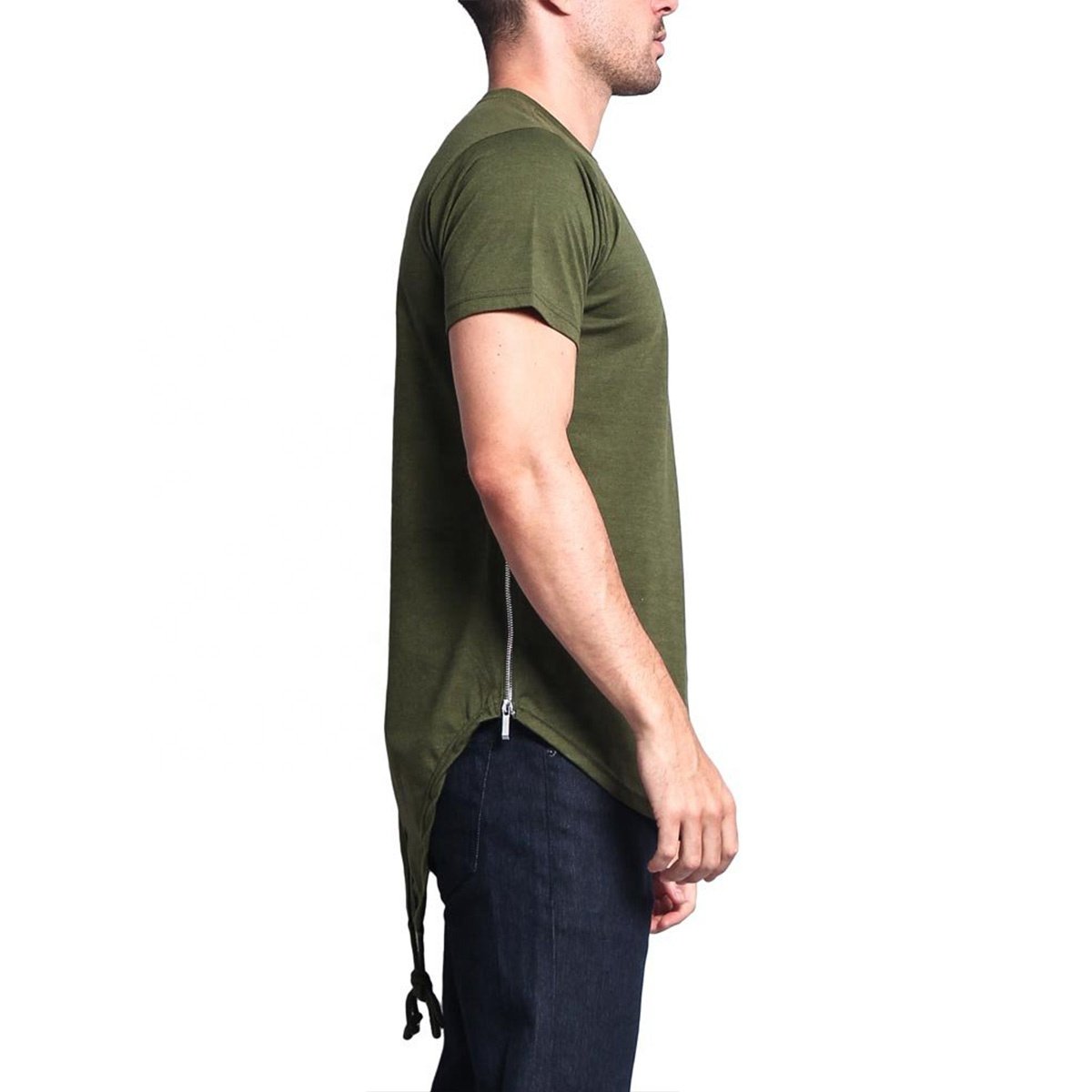 2024 Hot Sale New Trend High Quality Wholesale Custom Logo Breathable Long Curved Knotted Back Bottom Men's T-Shirts