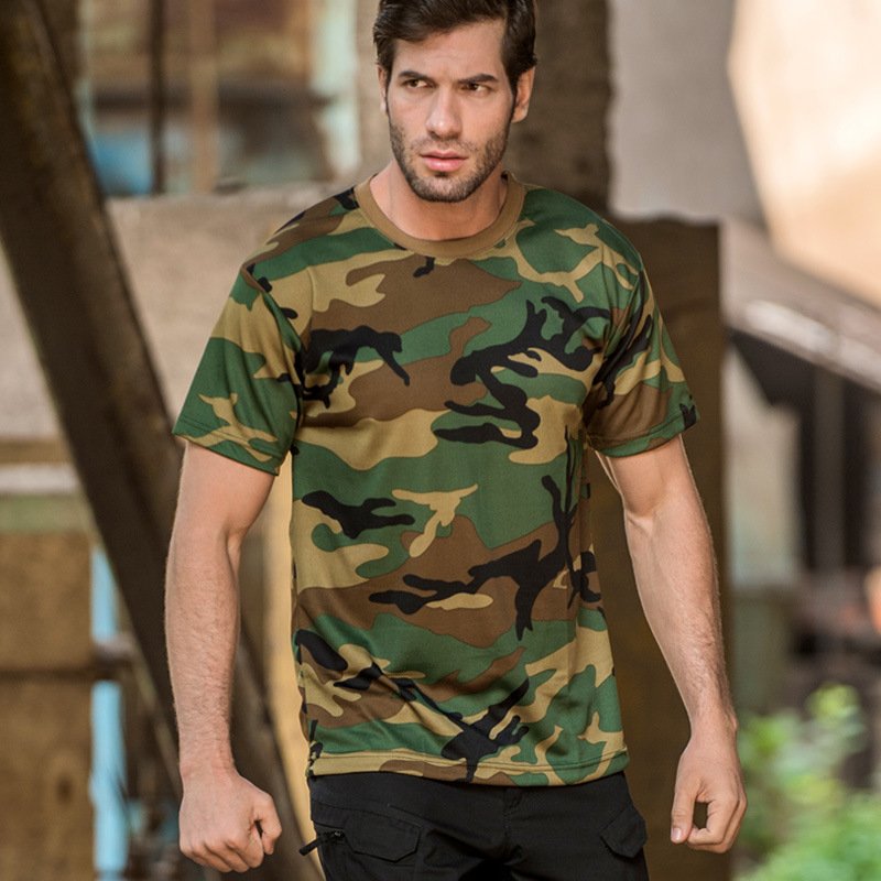 Wholesale Woodland Camo T Shirt Casual Loose O-neck Tee Top Mens Tactical Tshirt Sublimation Camouflage Cotton Soldiers T-Shirt