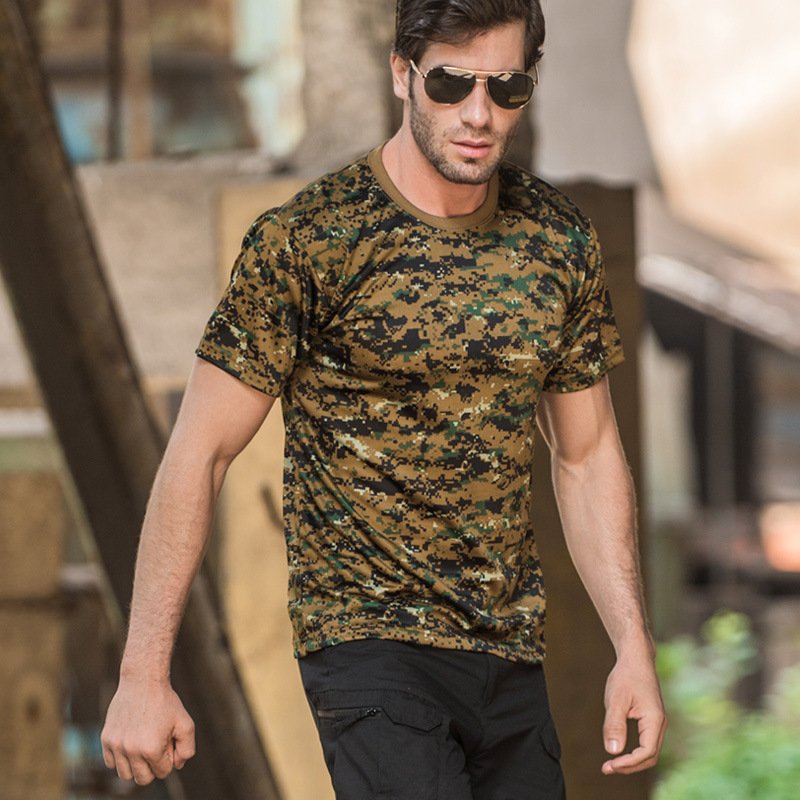 Wholesale Woodland Camo T Shirt Casual Loose O-neck Tee Top Mens Tactical Tshirt Sublimation Camouflage Cotton Soldiers T-Shirt