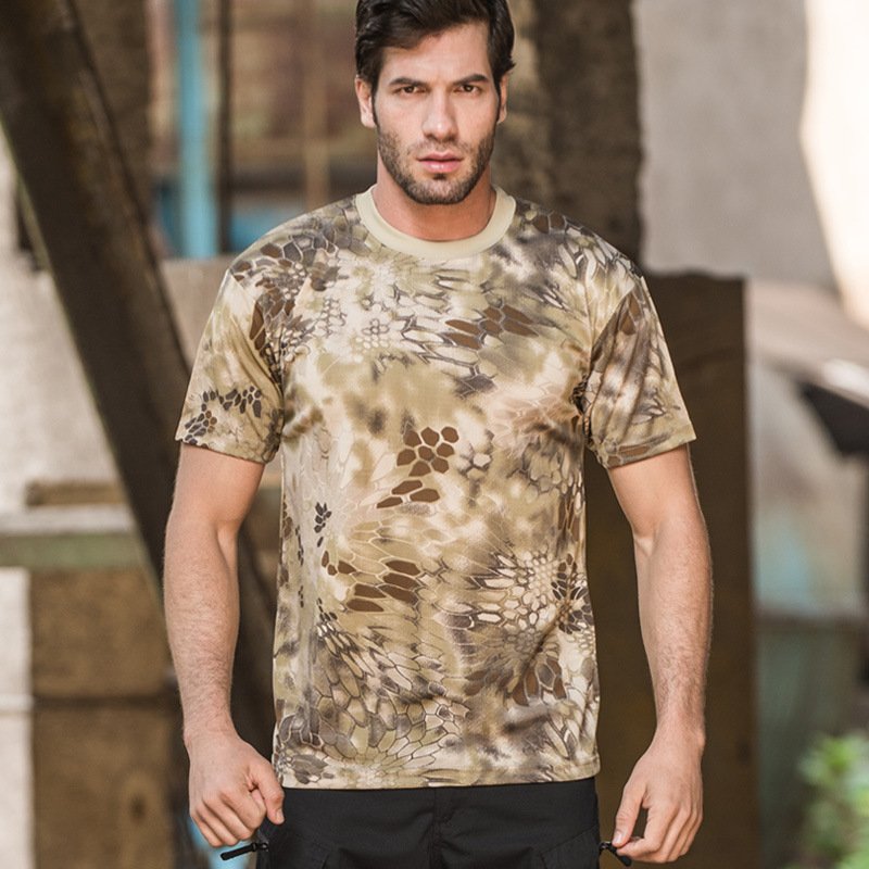 Wholesale Woodland Camo T Shirt Casual Loose O-neck Tee Top Mens Tactical Tshirt Sublimation Camouflage Cotton Soldiers T-Shirt
