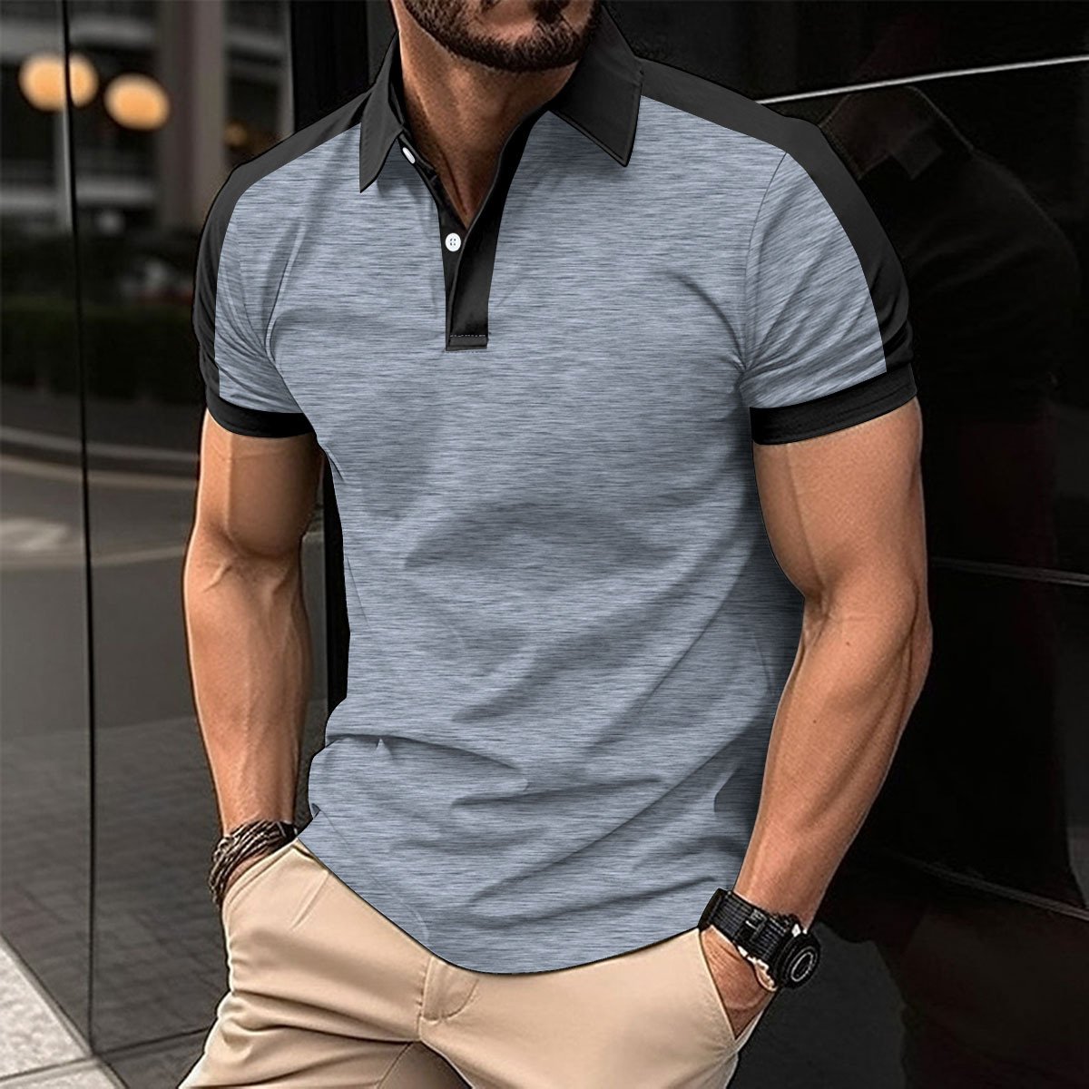 Summer Men Casual Solid Color Short Sleeve T Shirt for Men Henley Collar Polo High Quality Men's T Shirts