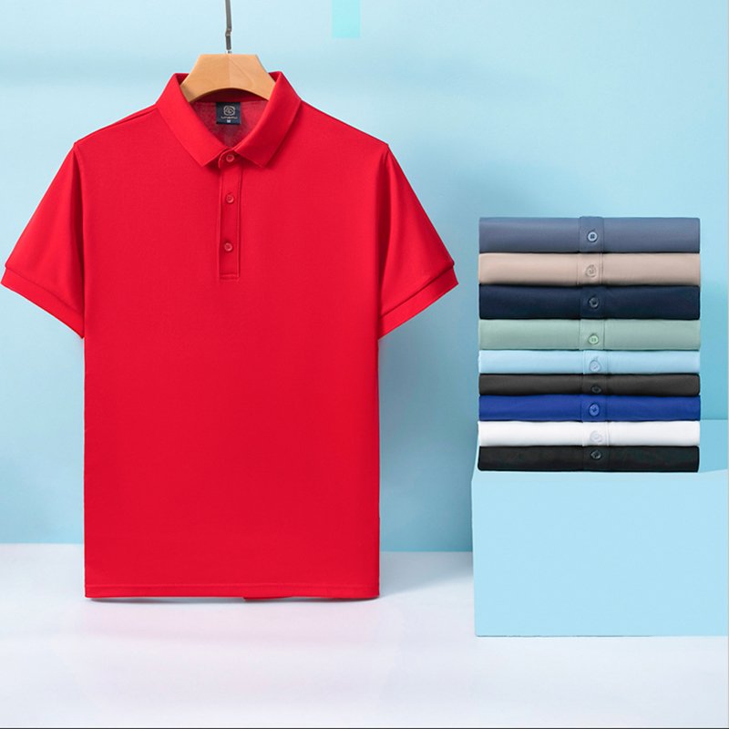QS new polo t-shirt custom logo summer corporate cultural shirt Leisure sport blank solid color polo shirt for men
