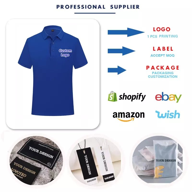 QS new polo t-shirt custom logo summer corporate cultural shirt Leisure sport blank solid color polo shirt for men