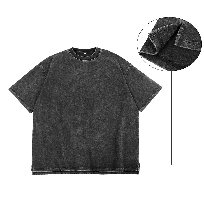 YUDI In Stock Top quality cotton acid wash t-shirt oversized retro mineral wash tshirt heavy relaxed vintage t shirt
