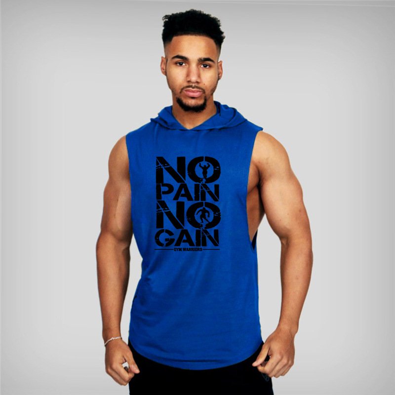 Men's Workout Hooded Tank Tops Bodybuilding Muscle Cut Off T Shirt Sleeveless Gym Hoodies