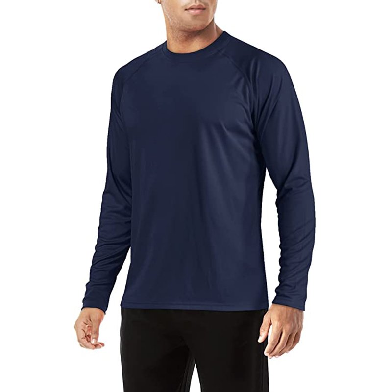 Wholesale blank quick dry polyester shirts long sleeve fish shirt men's casual t-shirt solid colors custom