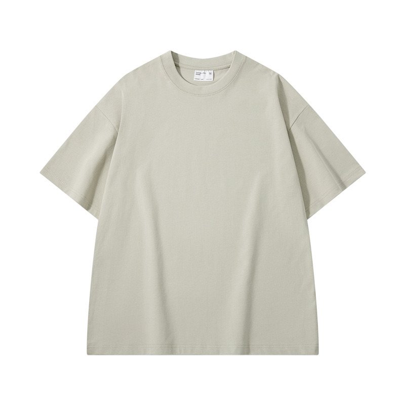 Wholesale New 300G Pure Cotton Small Neckline Solid Color Tshirt Hip Hop Boxy Fit Oversized Tee with Design Men's T-Shirt