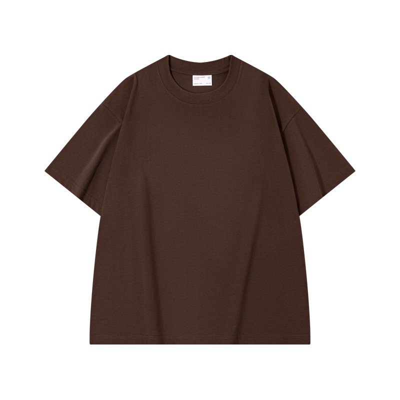 Wholesale New 300G Pure Cotton Small Neckline Solid Color Tshirt Hip Hop Boxy Fit Oversized Tee with Design Men's T-Shirt