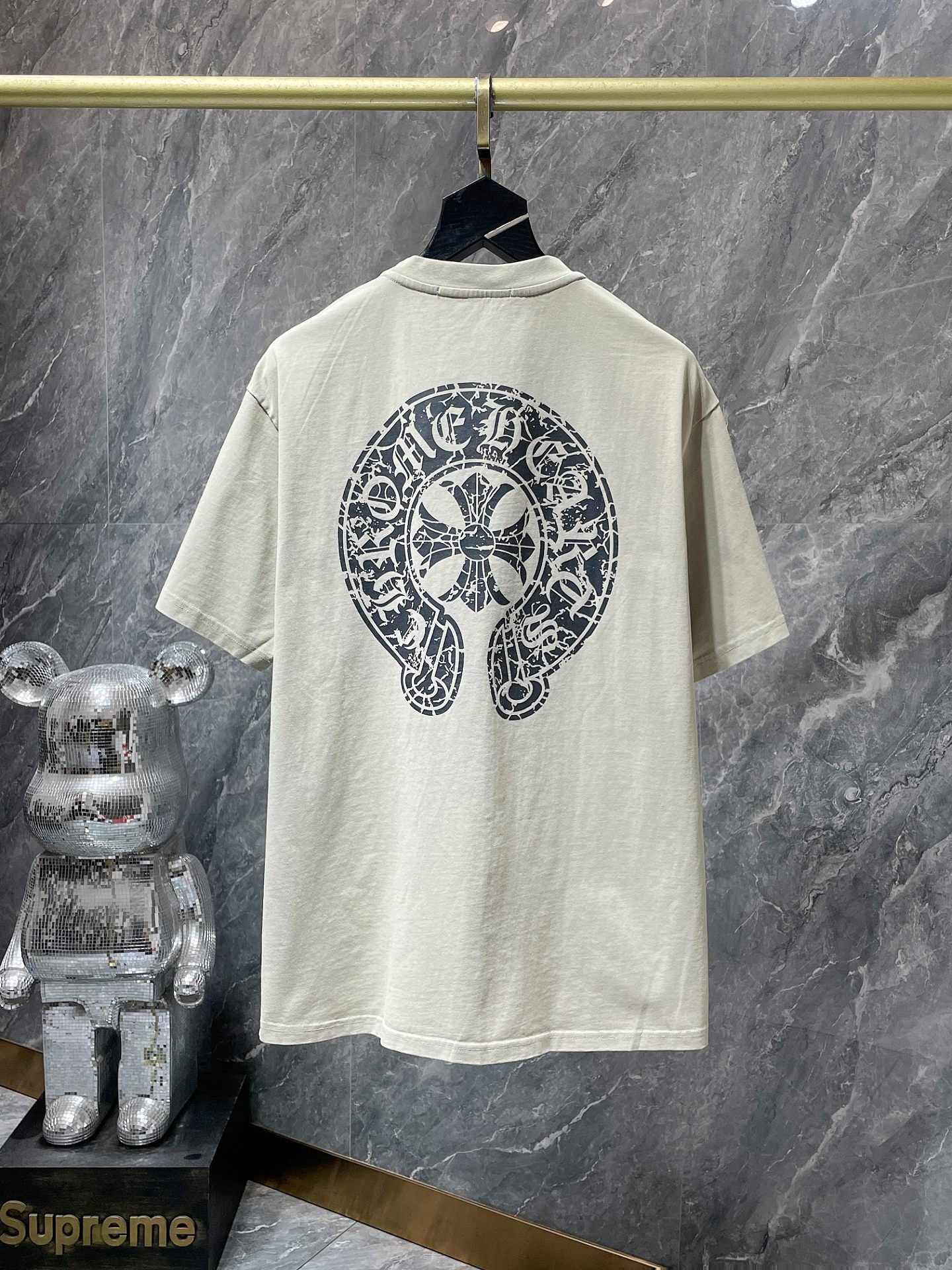 Luxury hearts chrome classic large horseshoe cross flower Sanskrit short-sleeved T-shirt men and women Wholesale Dropshipping