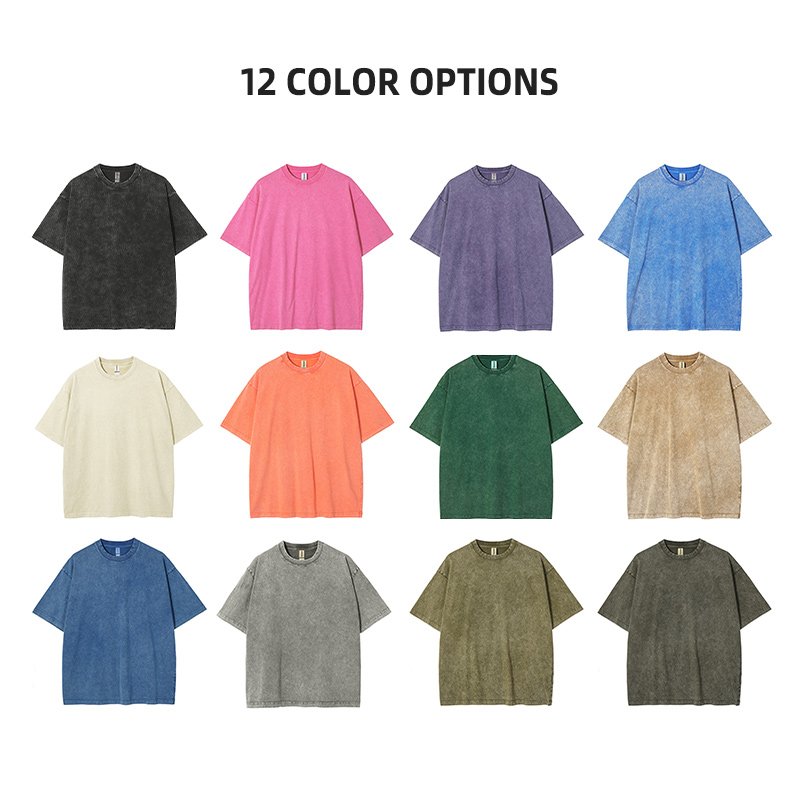 HIC Wholesale 100%Cotton 250G Heavy Washed Solid Color T-Shirt plus size Men's Short Sleeve Oversize tshirt