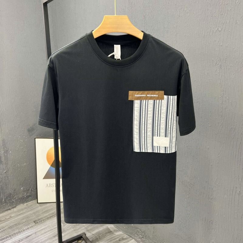 Fashion Brand Hip Hop Men T-Shirts 2024 Summer Men's T Shirt New Casual Solid T-shirts