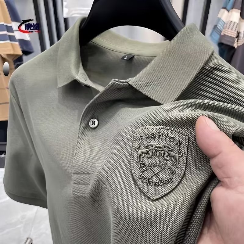 Men's Short Sleeve Business Casual Polo T-Shirt Quick Dry Designer Fashion Trend Pattern Print Spandex Material Knitted 3D Style