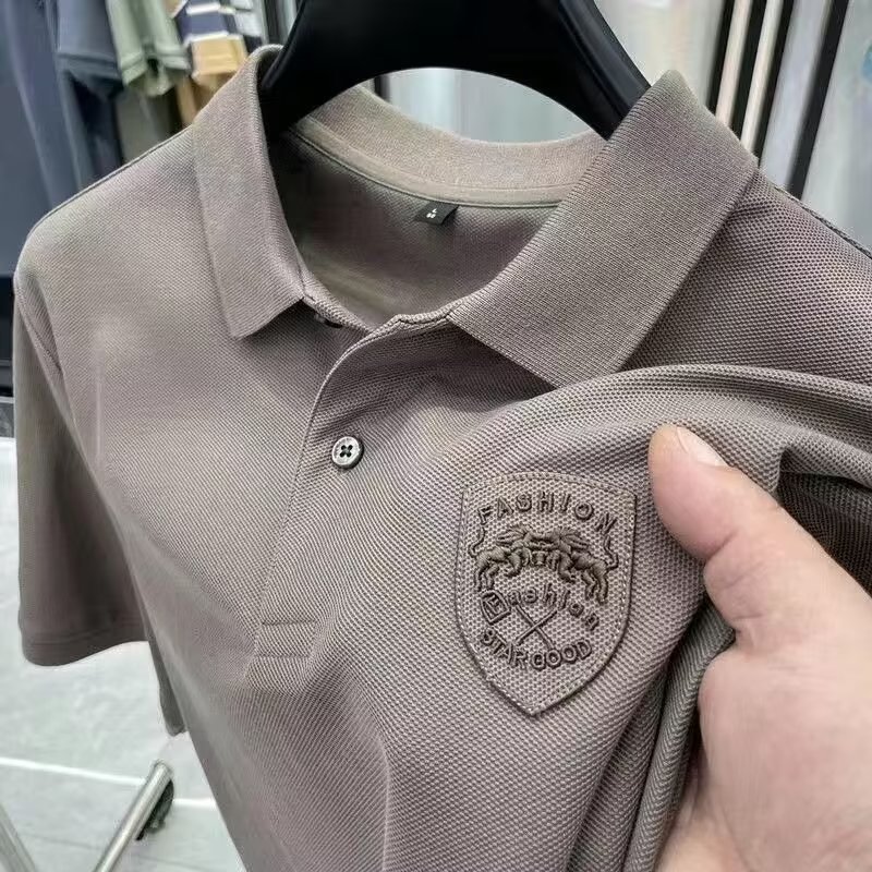 Men's Short Sleeve Business Casual Polo T-Shirt Quick Dry Designer Fashion Trend Pattern Print Spandex Material Knitted 3D Style
