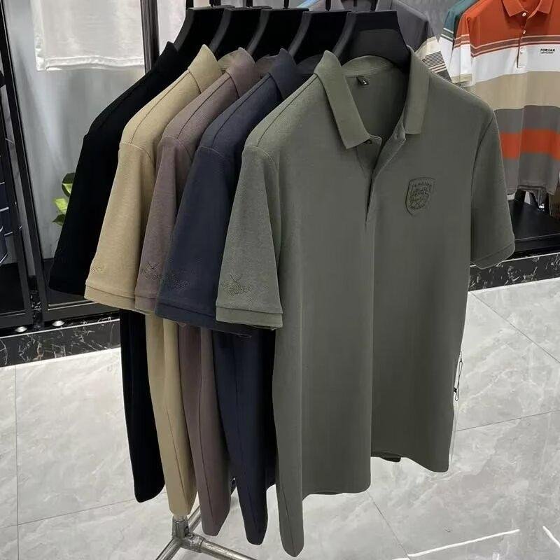 Men's Short Sleeve Business Casual Polo T-Shirt Quick Dry Designer Fashion Trend Pattern Print Spandex Material Knitted 3D Style