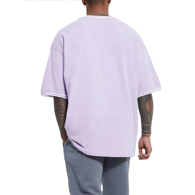 custom men's t shirt 100% cotton streetwear oversized drop shoulder rib ringer tshirt heavyweight luxury quality plain tshirt