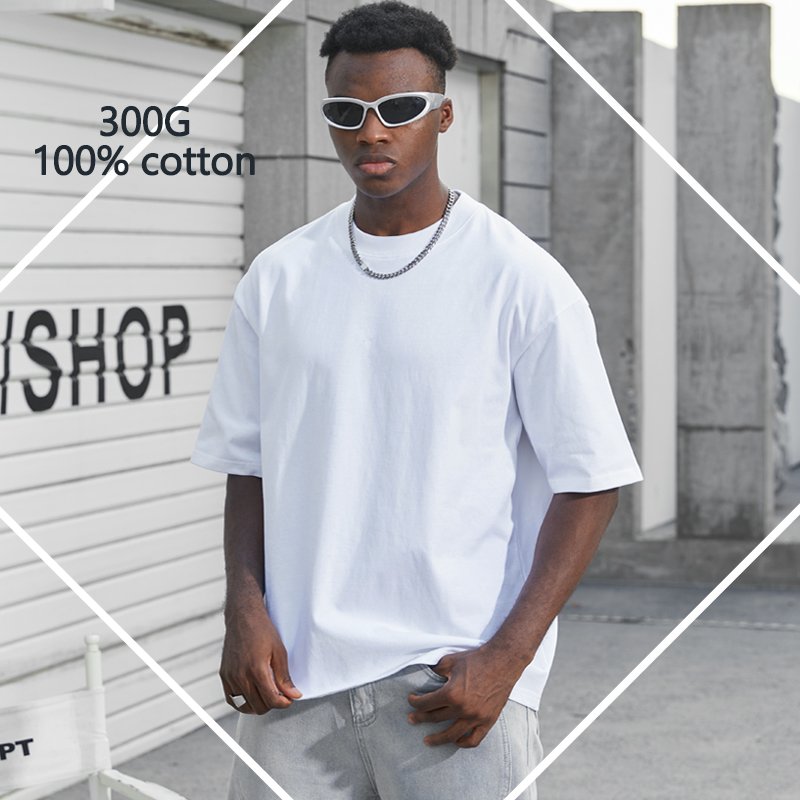 300g heavy cotton oversized tshirt boxy clothes men's t-shirt custom high quality print t shirt for men