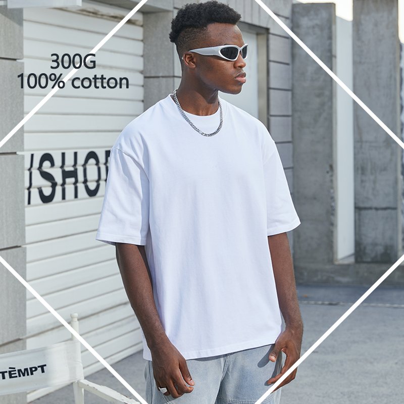 300g heavy cotton oversized tshirt boxy clothes men's t-shirt custom high quality print t shirt for men