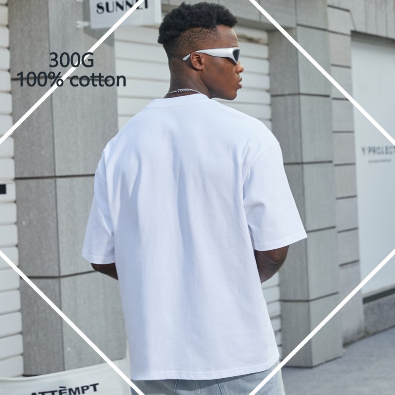 300g heavy cotton oversized tshirt boxy clothes men's t-shirt custom high quality print t shirt for men